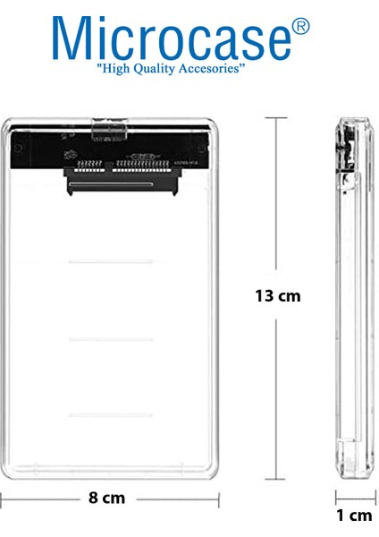 Taşınabilir Hızlı 5gbps USB 2.0/3.0 Sata 2.5 Inch Harici Harddisk Kutusu - AL3515 Şeffaf