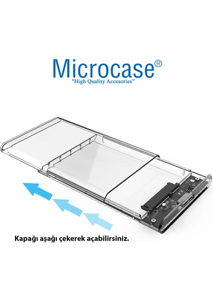 Taşınabilir Hızlı 5gbps USB 2.0/3.0 Sata 2.5 Inch Harici Harddisk Kutusu - AL3515 Şeffaf