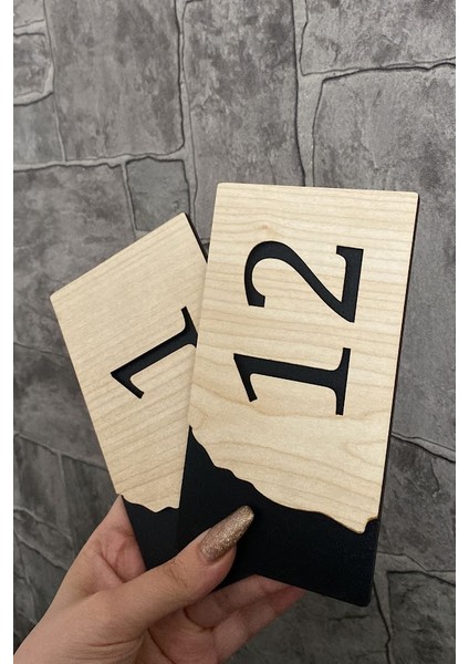 Meşe Serisi 1-12 Arası 12 Adet Mdf Kapı Numarası modelleri