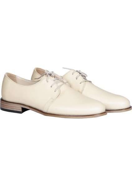 Bayan Bej Kundura %100 El Yapımı ve Deri Ayakkabı