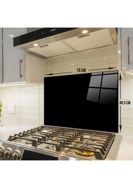 Düz Renk - Siyah | Cam Ocak Arkası Koruyucu | 49.5cm x 76cm fiyatları