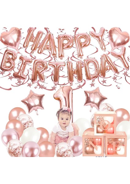 Rose Gold 1 Yaş Balon Zinciri Doğum Günü Seti Iyi Ki Doğdun Doğum Günü Seti fiyatları