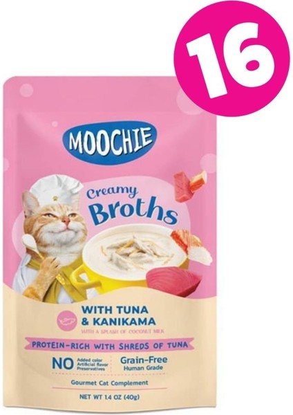 Moochıe Ton Balıklı ve Kanikamalı Kedi Çorbası 40GR x 16 Adet