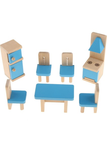 8 Parça Kids Ahşap Oyuncaklar Dollhouse Mutfak Mobilya Oyun Seti (Yurt Dışından)