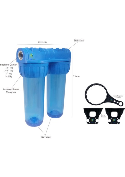 Yıkanabilir Tortu + Reçine Kartuşlu Filtre 10" Inç