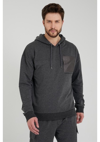 Erkek Oversize Kapüşonlu Sweatshirt Antrasit