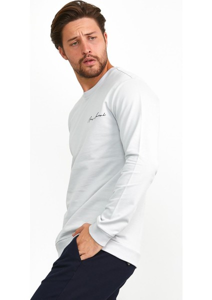 Erkek Basic Bisiklet Yaka Günlük Spor Sweatshirt Gri fiyatları