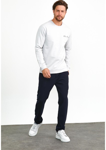 Erkek Basic Bisiklet Yaka Günlük Spor Sweatshirt Gri fırsatları