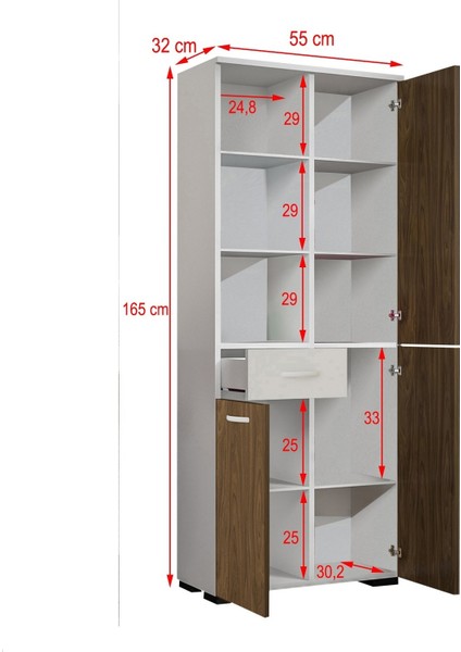 Modilayn ARD138 Afra 3 Kapak 1 Çekmeceli Beyaz Çok Amaçlı Dolap