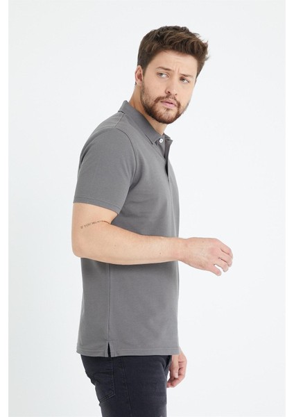 Erkek Basic Polo Yaka Tişört (Regular Fit) Antrasit