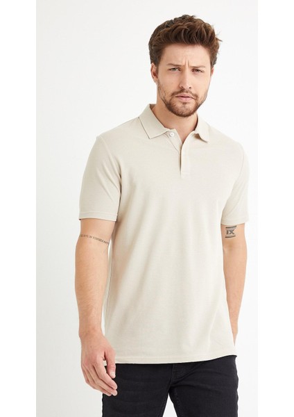 Erkek Basic Polo Yaka Tişört (Regular Fit) Bej