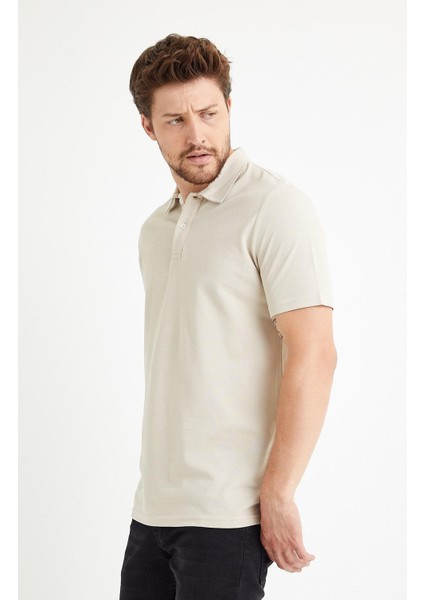 Erkek Basic Polo Yaka Tişört (Regular Fit) Bej modelleri