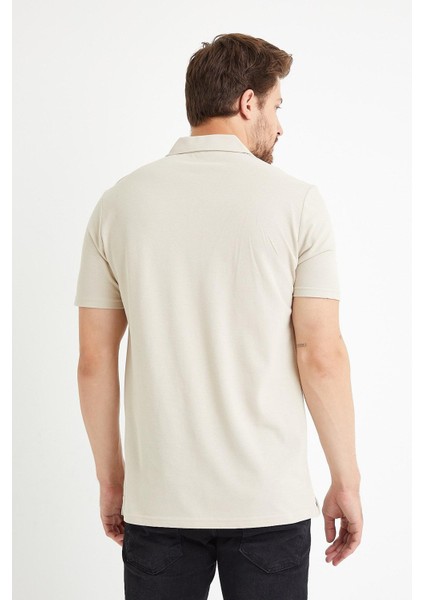 Erkek Basic Polo Yaka Tişört (Regular Fit) Bej fırsatları