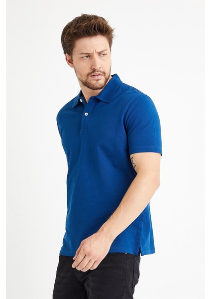 Erkek Basic Polo Yaka Tişört (Regular Fit) Indigo fiyatları
