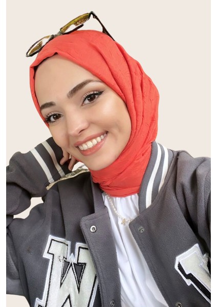 Kübra Koç Bambu Kraş Şal -Mercan