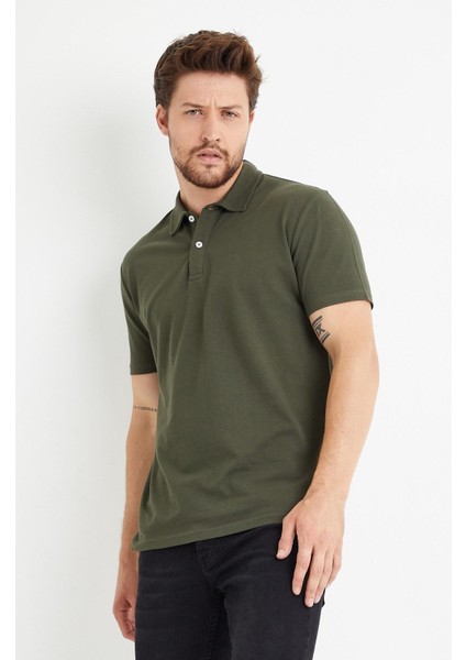 Erkek Basic Polo Yaka Tişört (Regular Fit) Haki modelleri