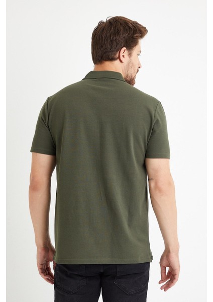 Erkek Basic Polo Yaka Tişört (Regular Fit) Haki indirimleri