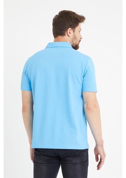 Erkek Basic Polo Yaka Tişört (Regular Fit) Mavi