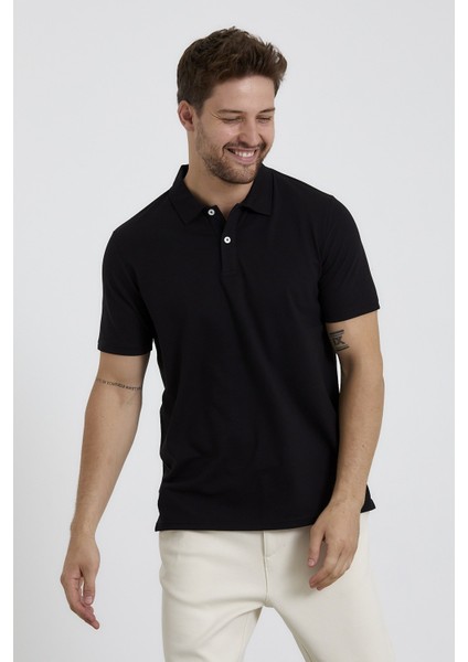 Erkek Basic Polo Yaka Tişört (Regular Fit) Siyah modelleri