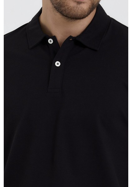 Erkek Basic Polo Yaka Tişört (Regular Fit) Siyah fırsatları