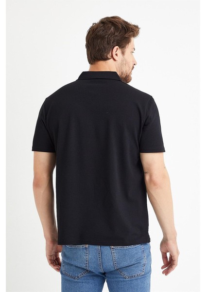 Erkek Basic 3-Lü Polo Yaka Tişört + Cep Parfümü Armağan Siyah-Beyaz modelleri