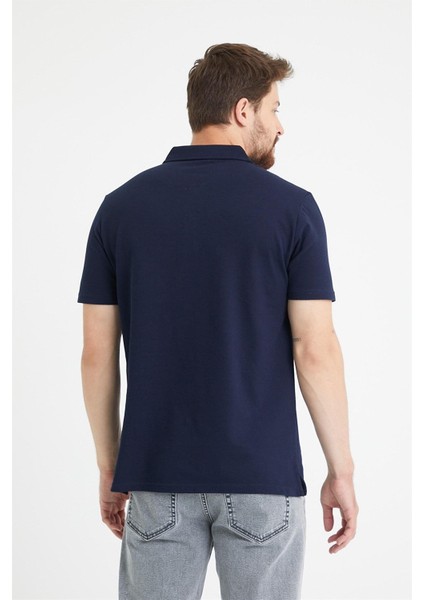 Erkek Basic 3-Lü Polo Yaka Tişört + Cep Parfümü Armağan Koyu Lacivert modelleri