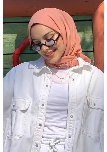 Sümeyye Tural Taşlanmış Pamuk Şal - Yavruağzı