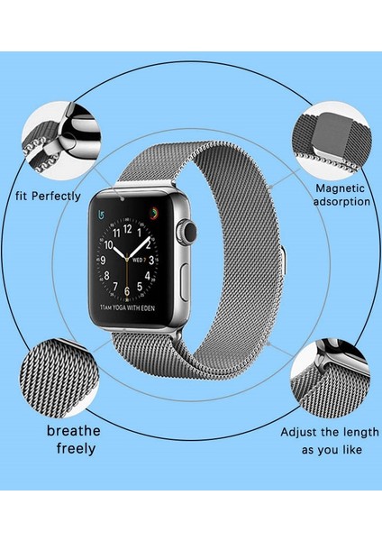 Vip Case Apple Watch Metal Hasır Kordon 1/2/3/4/5/6/7/8/9/S E Serileri ile Uyumlu