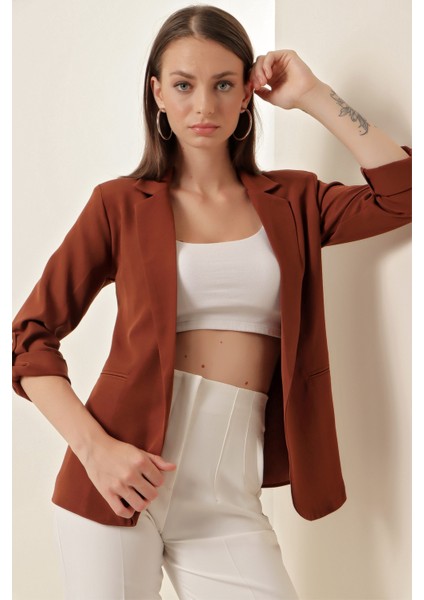 0672 Blazer Ceket - Kahverengi