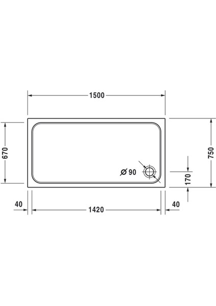 Duş Teknesi D-Code Flat 35 Mm 150X75 ve Sifon 50'lik Yandan Çıkış