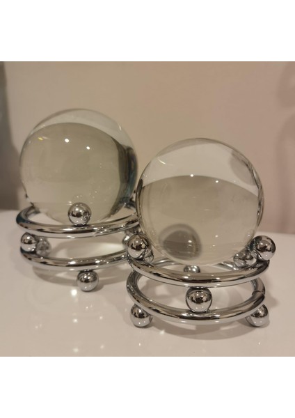 Dekoratif Yuvarlak Kristal Obje Gümüş Küçük Boy 9 x 12 cm SZR-C-00427-G