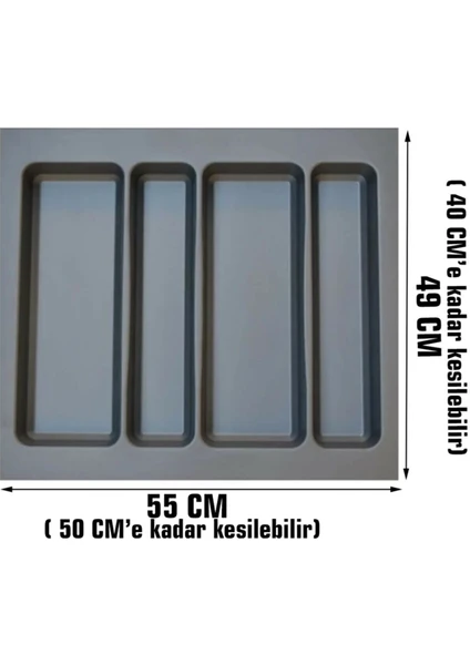 Gör Seç 55X49 Gri Yeni Model Kepçelik  Çekmece Içi Kaşıklık Çekmece Düzenleyici