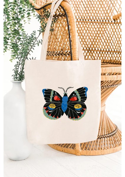 Butterfly Baskılı Kanvas Bez Çanta modelleri