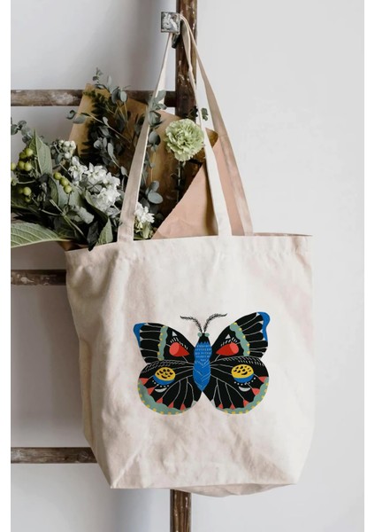 Butterfly Baskılı Kanvas Bez Çanta fırsatları