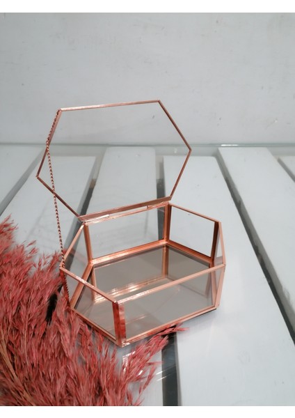 15X10X5 cm Lık Bronz Ayna Tabanlı Takı Kutusu