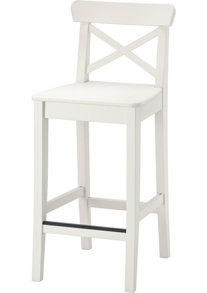 Bar Sandalyesi, Beyaz, 63 Cm, Ingolf
