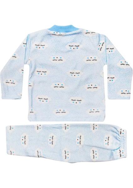 Erkek Bebek Bulut Desenli Alt Üst Mavi 2'li Pijama Takım modelleri