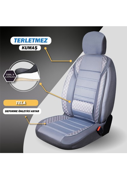 Plus Oto Seat Cordoba Uyumlu Plusoto Vera Serisi Füme Oto Koltuk Kılıfı 5'li Takım Set