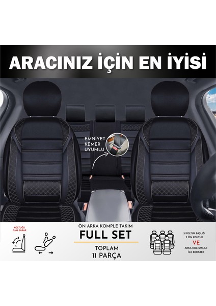 Plus Oto Volkswagen Passat B6 Uyumlu Plusoto Vera Serisi Siyah Oto Koltuk Kılıfı 5'li Takım Set