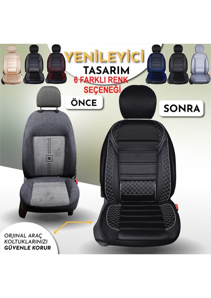 Plus Oto Seat Ibiza Eski Uyumlu Plusoto Vera Serisi Siyah Oto Koltuk Kılıfı 5'li Takım Set