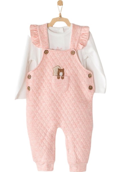 Kız Bebek Sincap Kabartmalı Pembe Tulum AC23328