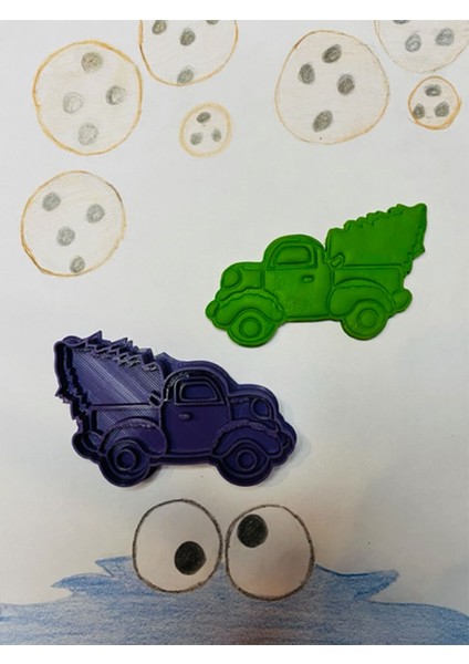 Yıl Başı, Noel Ağaç, Araba Kurabiye Kalıbı ve Şekillendirici