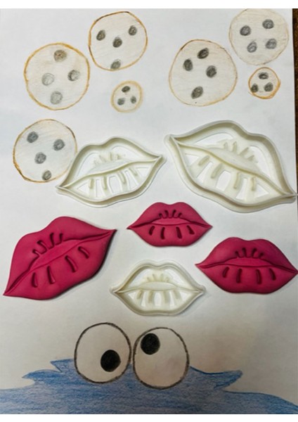 Sevgililer Günü Dudak 3'lü Kurabiye Kalıbı ve Hamur Şekillendirici modelleri