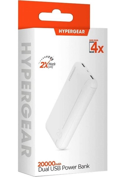 20000 Mah Dual USB Powerbank Beyaz