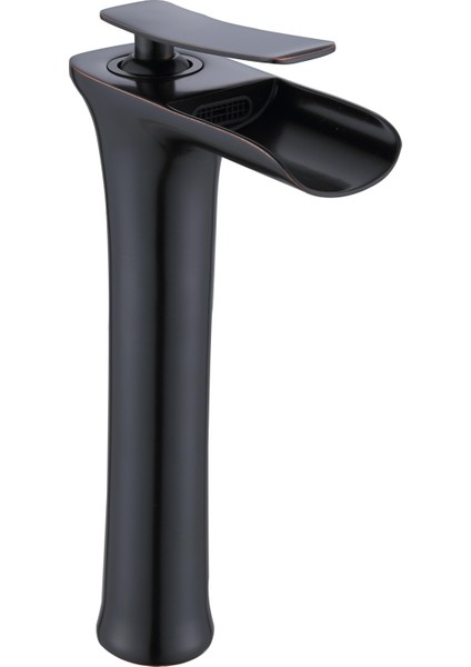 Şelale Akışlı Çanak Lavabo Bataryası Yüksek (Siyah) Lpd