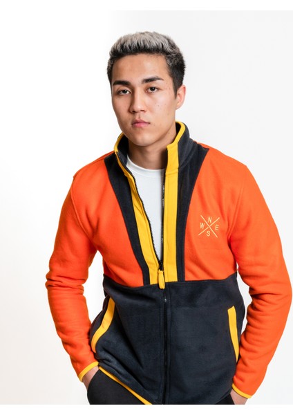 Full-Zip Fleece 01 - Orange/dark Grey Erkek Polar