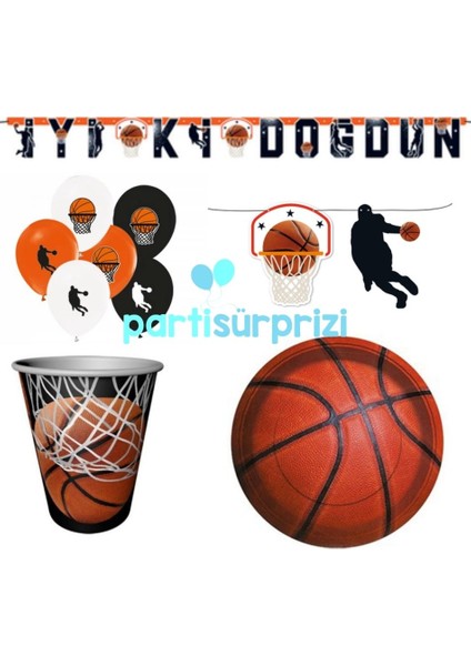 Basketbol Teması Parti Seti 8 Kişilik