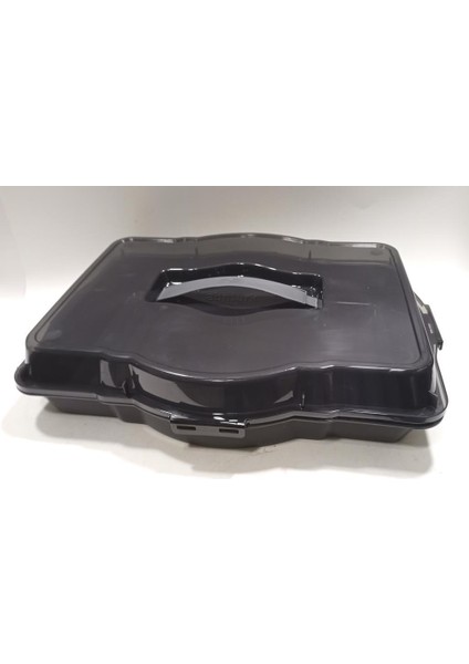 Füme 3 In 1 Kare Dikdörtgen Yuvarlak Borcam Taşıma Kabı 47X35X12CM Kapaklı Süper Şık Sunum Tepsisi