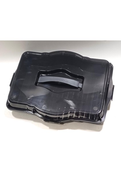 Füme 3 In 1 Kare Dikdörtgen Yuvarlak Borcam Taşıma Kabı 47X35X12CM Kapaklı Süper Şık Sunum Tepsisi