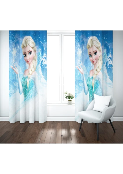 Erayshome Frozen Elsa Çift Kanatlı Fon Perde